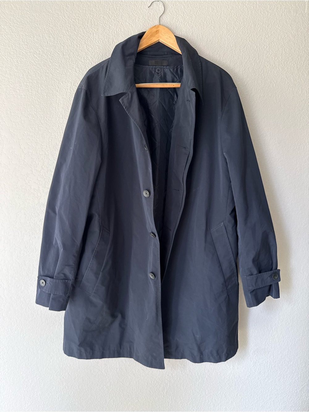 Navy Button-Front Jacket with Quilted Removable Insert